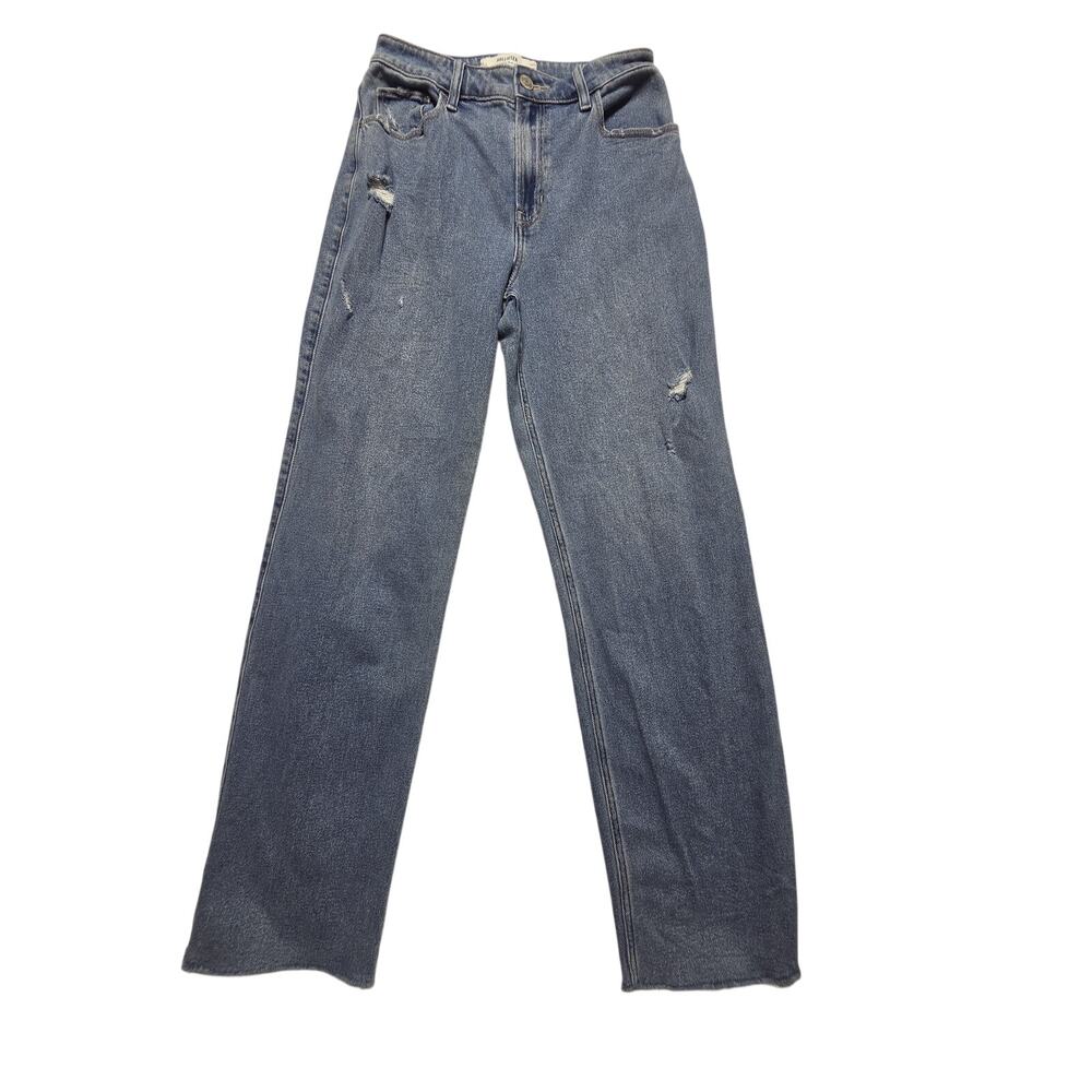 Hollister Ultra High-Rise Dad Jeans Medium Wash Distressed W27 Regular RN 75654